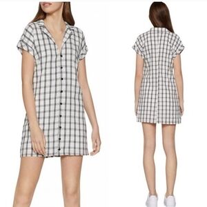 💚5/$25 BCBGeneration Black White Button Down Plaid Shirt Mini Dress Size Large